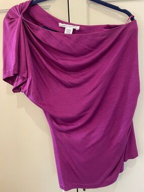 Diane Von Furstenberg One-Shoulder Draped Top, Size S